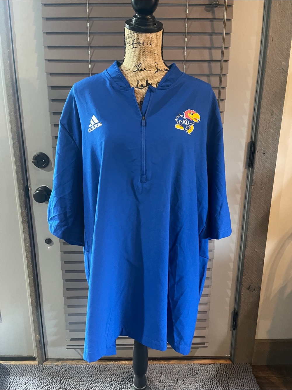 adidas Royal Blue Kansas Jayhawks Quarter-Zip Pullover